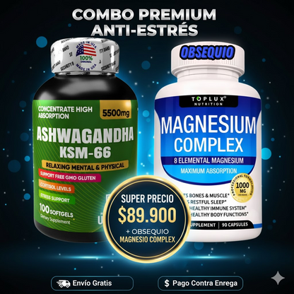 Ashwagandha KSM 66 Premium 🌱 + 🎁 Magnesio Complex de Regalo – ¡Duerme, Respira, Renace! 🇺🇸 ✨