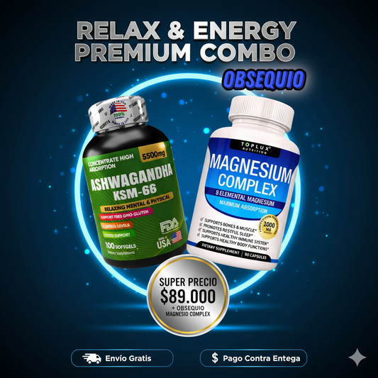 Ashwagandha KSM 66 Premium 🌱 + 🎁 Magnesio Complex de Regalo – ¡Duerme, Respira, Renace! 🇺🇸 ✨