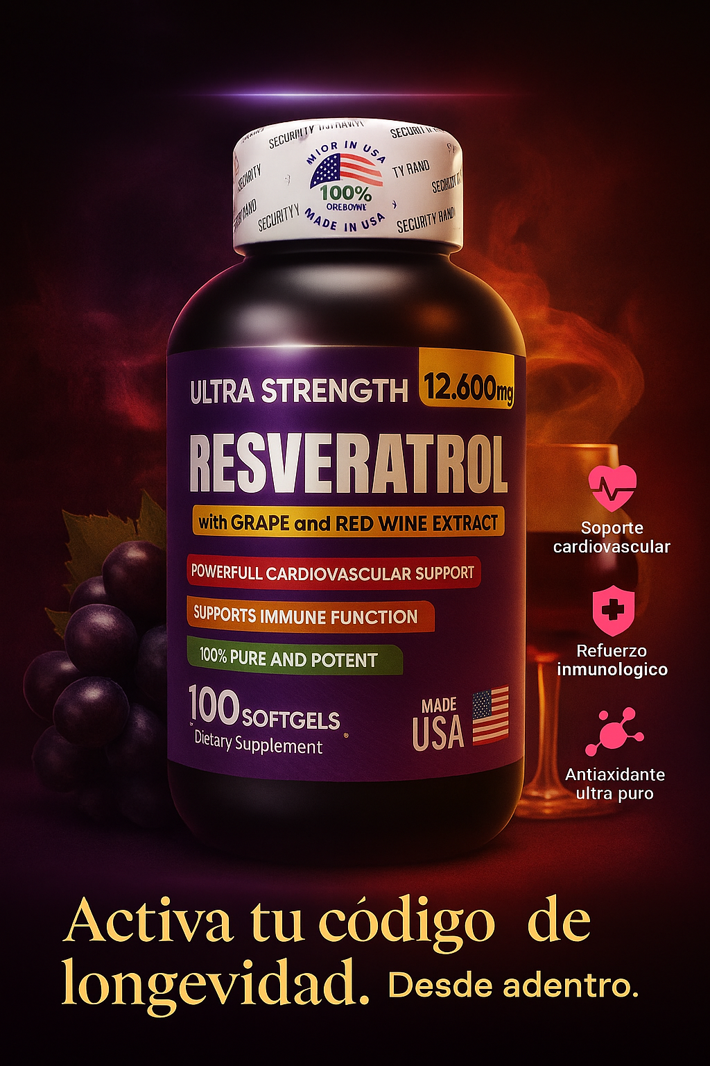 SUPEER COMBO, ASHWAGANDHA KSM-66, NAD+RESVERATROL, RESVERATROL 100% ORIGINAL 🇺🇸 ✨