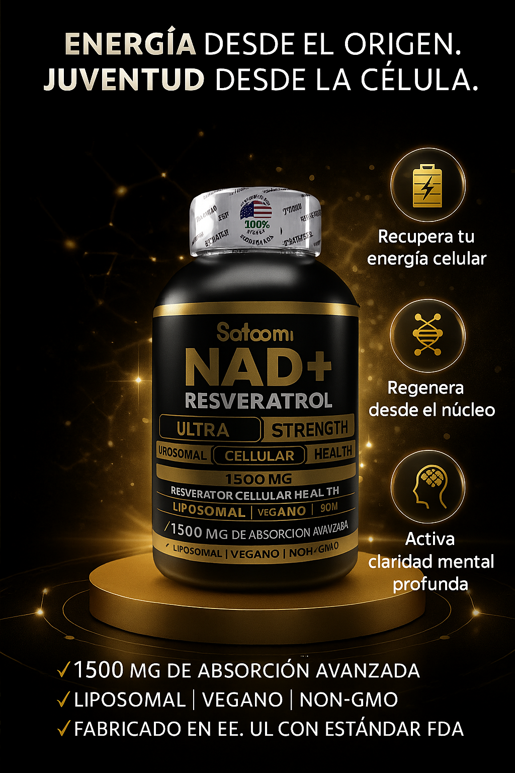 ⚡ NAD+ Resveratrol ENERGY + Obsequio Magnesium Complex RELAX ✨💙✨ ¡Oferta limitada, aprovecha hoy! 🇺🇸 ✨