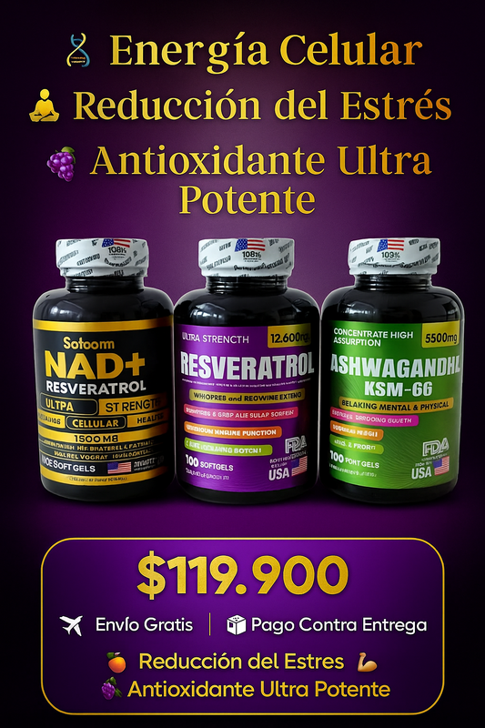SUPEER COMBO, ASHWAGANDHA KSM-66, NAD+RESVERATROL, RESVERATROL 100% ORIGINAL 🇺🇸 ✨