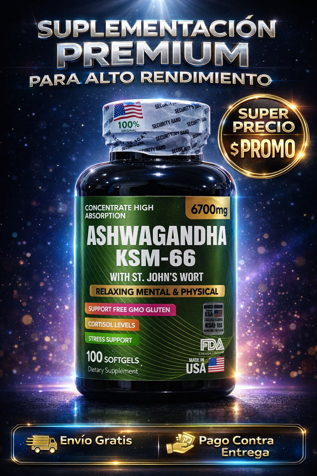 SUPER COMBO EQUILIBRIO PERFECTO NAD+RESVERATROL, ASHWAGANDHA KSM-66 Y BISGLICINATO DE MAGNESIO 100% ORIGINAL 🇺🇸 ✨
