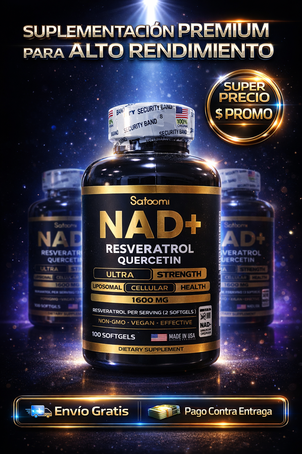 SUPER COMBO EQUILIBRIO PERFECTO NAD+RESVERATROL, ASHWAGANDHA KSM-66 Y BISGLICINATO DE MAGNESIO 100% ORIGINAL 🇺🇸 ✨