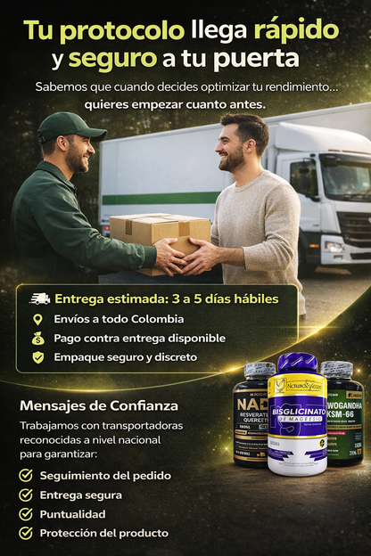 SUPER COMBO EQUILIBRIO PERFECTO NAD+RESVERATROL, ASHWAGANDHA KSM-66 Y BISGLICINATO DE MAGNESIO 100% ORIGINAL 🇺🇸 ✨