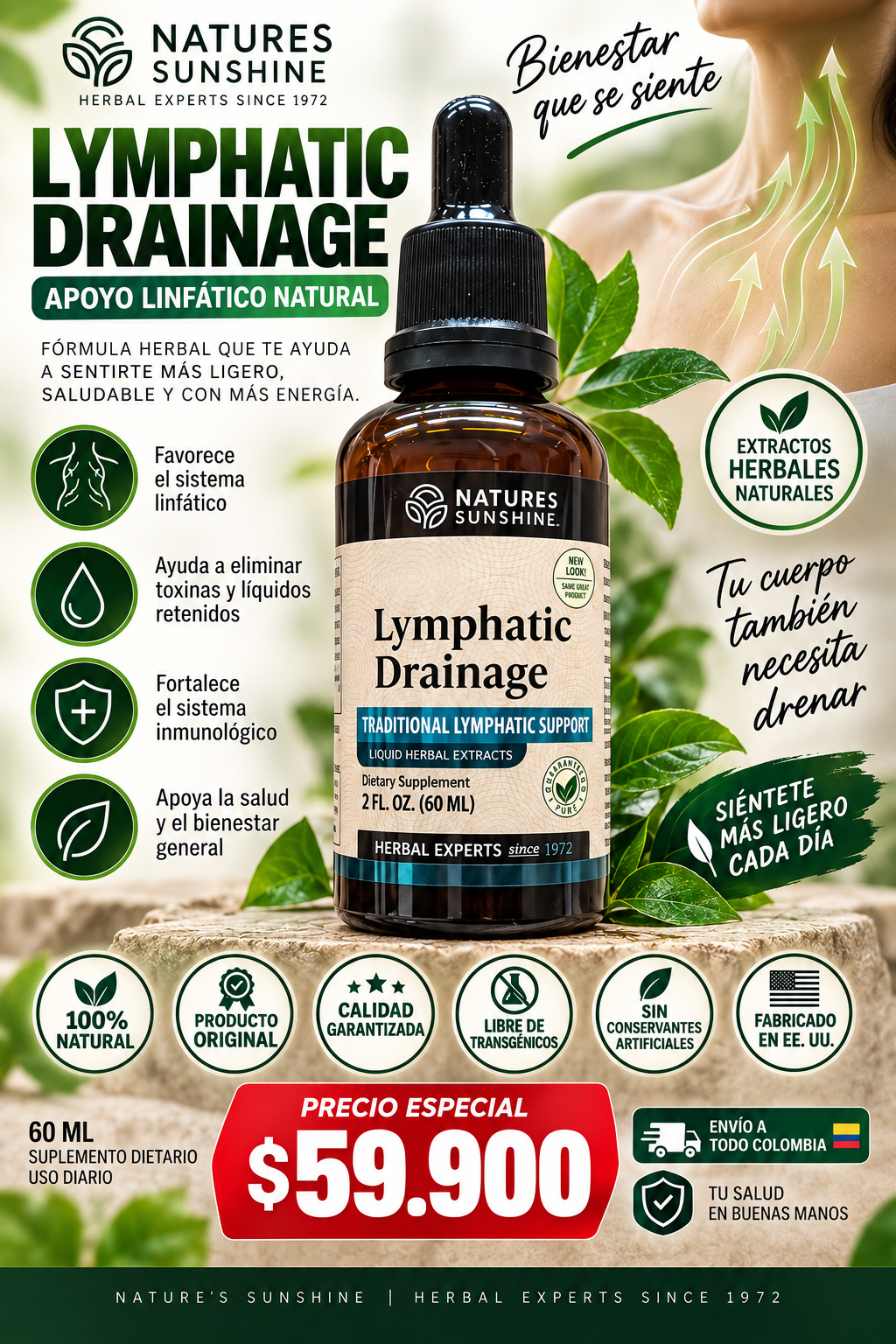 🌿 Lymphatic Drainage™ – Apoyo Linfático y Sensación de Ligereza