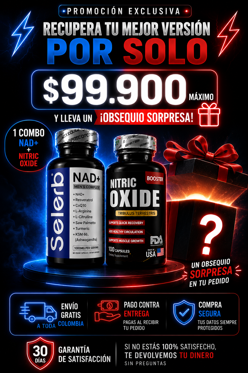 🔥 RECUPERA TU ENERGÍA, ENFOQUE Y RENDIMIENTO MASCULINO CON SELERB NAD+ MEN’S COMPLEX + NITRIC OXIDE BOOSTER ⚡🇺🇸 MÁS FUERZA, MEJOR CIRCULACIÓN Y UNA SENSACIÓN DE VITALIDAD REAL EN UN SOLO COMBO PREMIUM 💪🔥