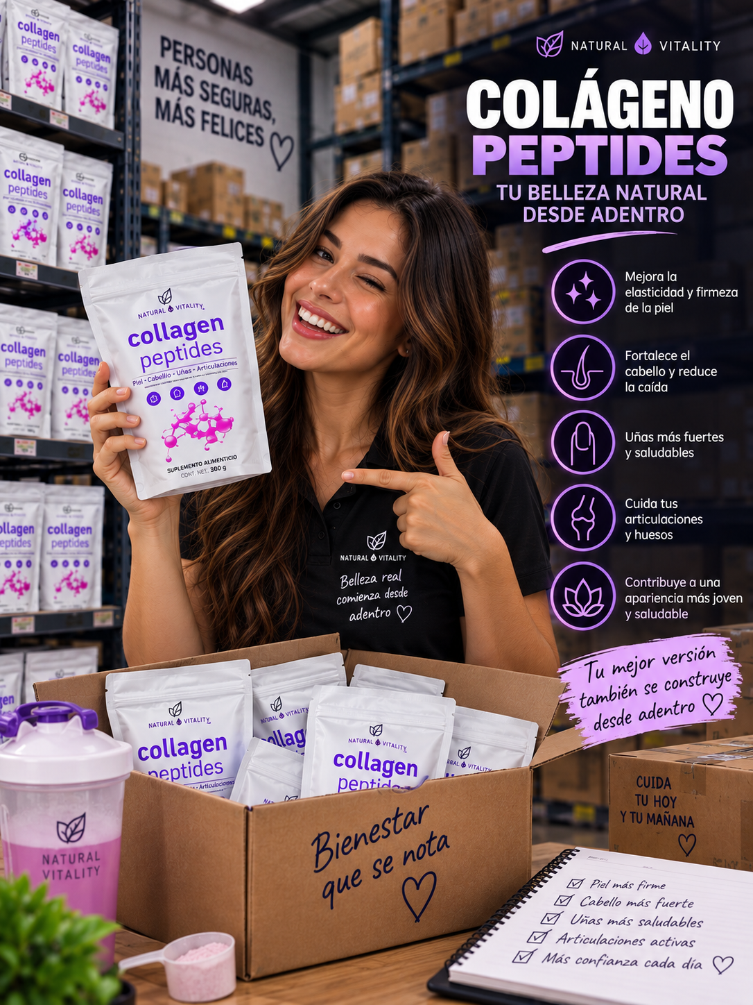 🟣✨ COMBO BIENESTAR 360° | 4 SUPLEMENTOS  Max Calm + Ashwagandha ksm - 66 + Colágeno con peptidos + Aceite de Orégano