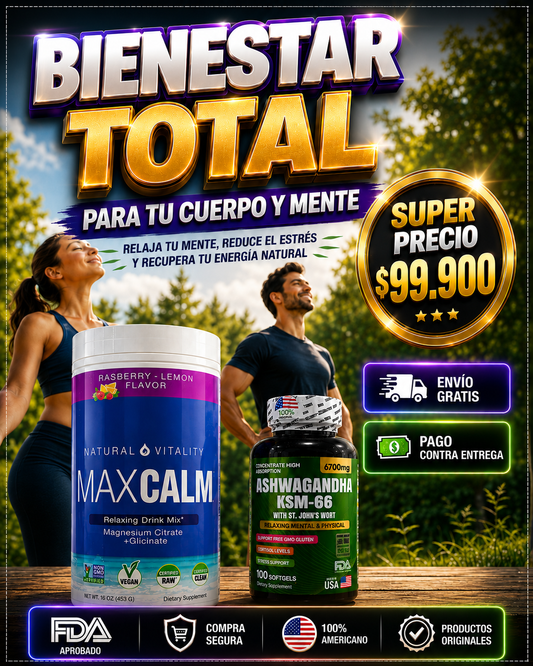 ✨COMBO DESCANSO TOTAL MAX CALM Y ASHWAGANDHA KSM-66 🚀 ORIGINAL 🇺🇸”