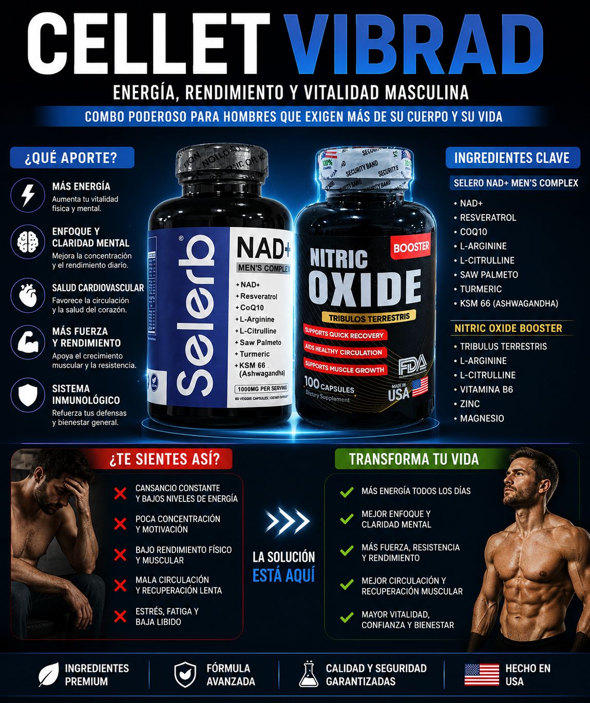 🔥 RECUPERA TU ENERGÍA, ENFOQUE Y RENDIMIENTO MASCULINO CON SELERB NAD+ MEN’S COMPLEX + NITRIC OXIDE BOOSTER ⚡🇺🇸 MÁS FUERZA, MEJOR CIRCULACIÓN Y UNA SENSACIÓN DE VITALIDAD REAL EN UN SOLO COMBO PREMIUM 💪🔥