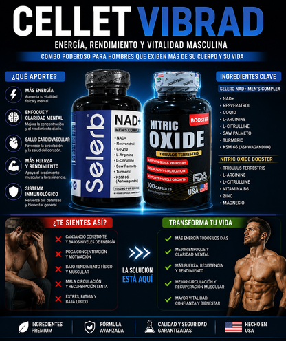 🔥 RECUPERA TU ENERGÍA, ENFOQUE Y RENDIMIENTO MASCULINO CON SELERB NAD+ MEN’S COMPLEX + NITRIC OXIDE BOOSTER ⚡🇺🇸 MÁS FUERZA, MEJOR CIRCULACIÓN Y UNA SENSACIÓN DE VITALIDAD REAL EN UN SOLO COMBO PREMIUM 💪🔥