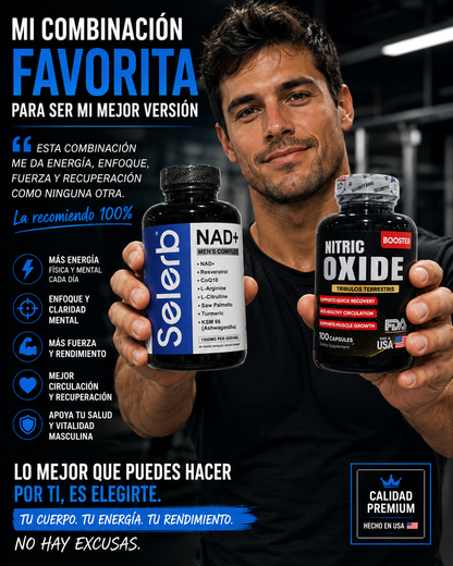 🔥 RECUPERA TU ENERGÍA, ENFOQUE Y RENDIMIENTO MASCULINO CON SELERB NAD+ MEN’S COMPLEX + NITRIC OXIDE BOOSTER ⚡🇺🇸 MÁS FUERZA, MEJOR CIRCULACIÓN Y UNA SENSACIÓN DE VITALIDAD REAL EN UN SOLO COMBO PREMIUM 💪🔥