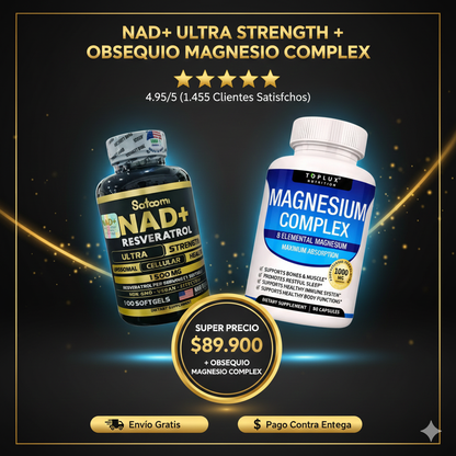 ⚡ NAD+ Resveratrol ENERGY + Obsequio Magnesium Complex RELAX ✨💙✨ ¡Oferta limitada, aprovecha hoy! 🇺🇸 ✨
