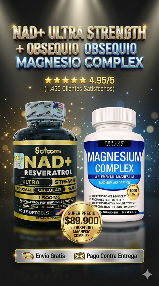 ⚡ NAD+ Resveratrol ENERGY + Obsequio Magnesium Complex RELAX ✨💙✨ ¡Oferta limitada, aprovecha hoy! 🇺🇸 ✨