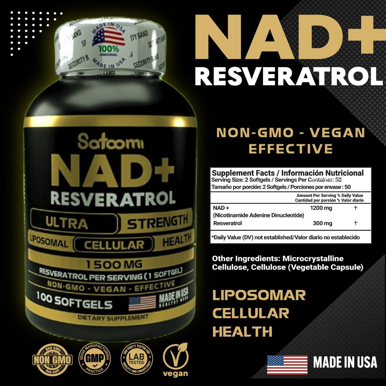 COMBO EQUILIBRIO PERFECTO NAD+RESVERATROL, ASHWAGANDHA KSM-66 Y CITRATO DE MAGNESIO 100% ORIGINAL 🇺🇸 ✨